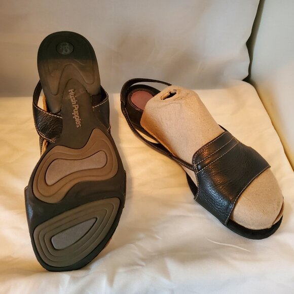 Black leather sandal , Hush Puppies Metis , size 9 - Picture 2 of 4